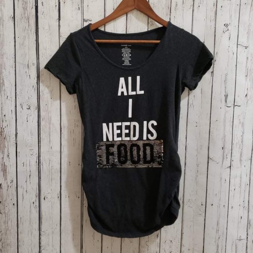 (M) George Black Maternity Graphic T-Shirt | All I Need Is Sleep/Food